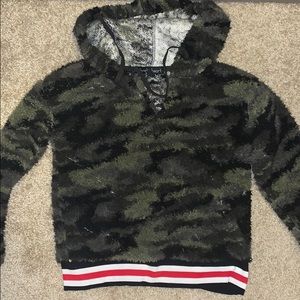 Fuzzy camo hoodie